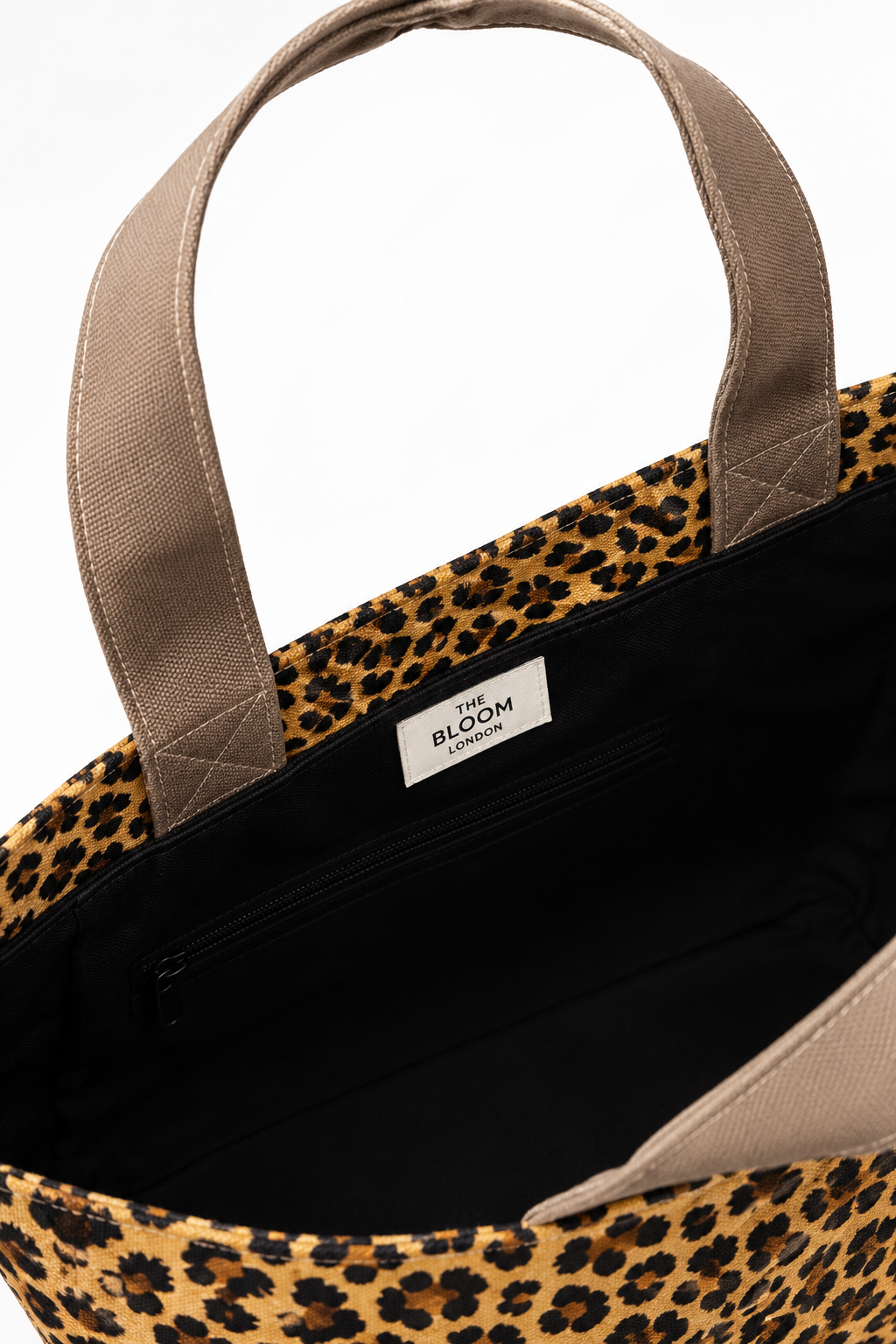 Leopar desenli Bloom London çanta iç detay