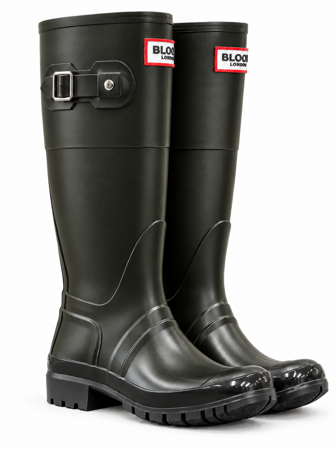 Bloom Rain Boots Khaki - front pair view