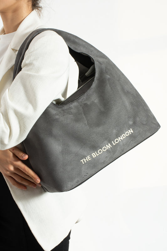 The Bloom London Kadın Süet Gri Omuz Çantası