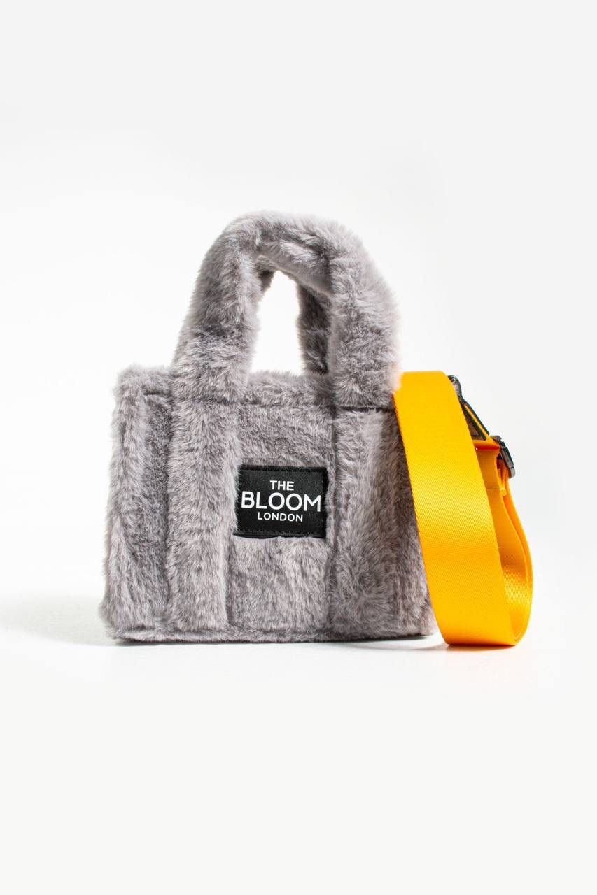 Grey Cotton Teddy Bloom London Mini Bag --